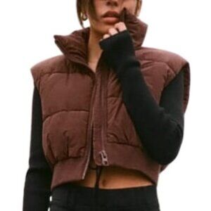 Zara Chocolate Brown  Puffer Vest sz S